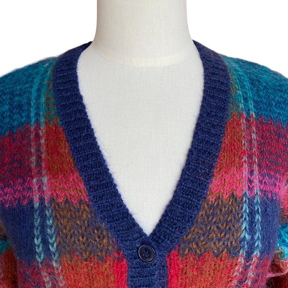 Vintage Epogee Plaid Mohair Button Cardigan Old Money Classic Preppy Country-S - Picture 2 of 9
